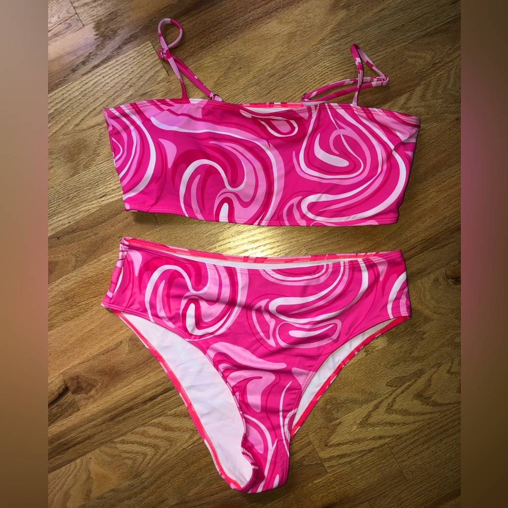 Shein bikini set w/wrap skirt cover up. NWT. Size XL top & bottom. Skirt is OSFA